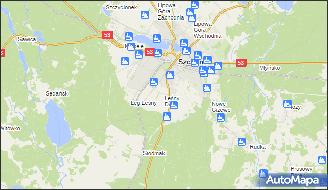 mapa Leśny Dwór gmina Szczytno, Leśny Dwór gmina Szczytno na mapie Targeo