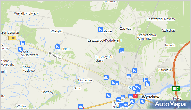 mapa Leszczydół Stary, Leszczydół Stary na mapie Targeo