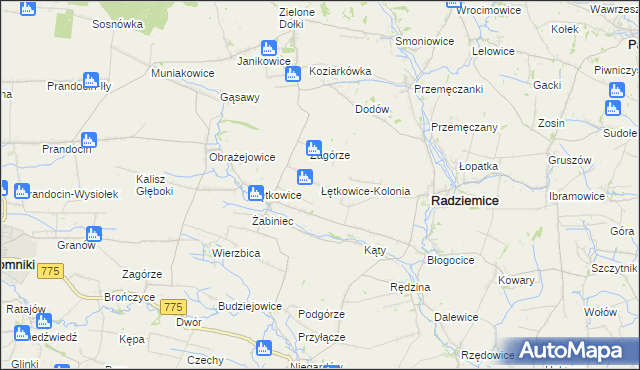 mapa Łętkowice-Kolonia, Łętkowice-Kolonia na mapie Targeo