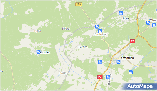 mapa Letnica, Letnica na mapie Targeo