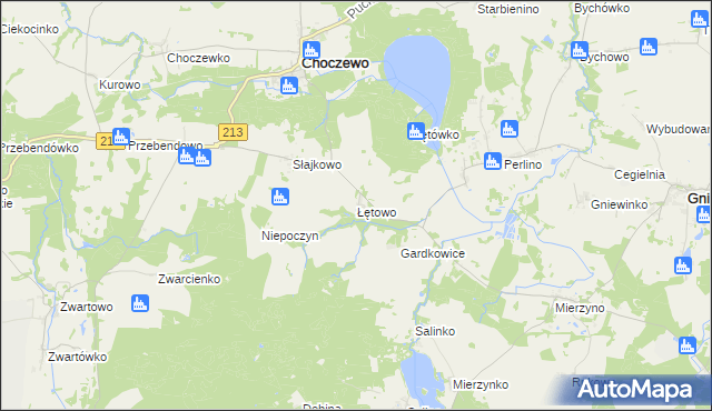 mapa Łętowo gmina Choczewo, Łętowo gmina Choczewo na mapie Targeo