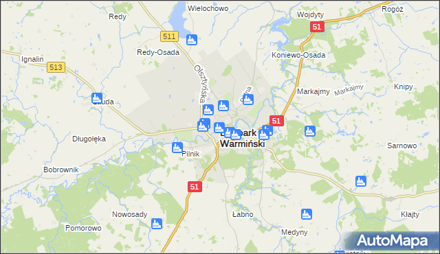 mapa Lidzbark Warmiński, Lidzbark Warmiński na mapie Targeo
