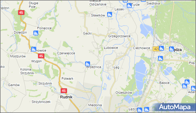 mapa Ligota Książęca gmina Rudnik, Ligota Książęca gmina Rudnik na mapie Targeo