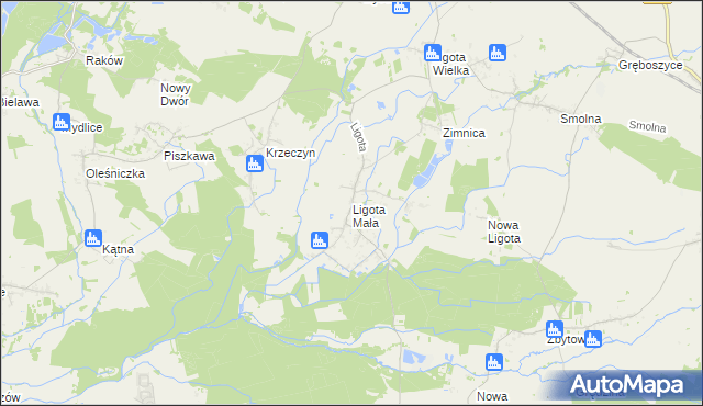 mapa Ligota Mała gmina Oleśnica, Ligota Mała gmina Oleśnica na mapie Targeo