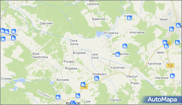 mapa Lipia Góra gmina Krasocin, Lipia Góra gmina Krasocin na mapie Targeo