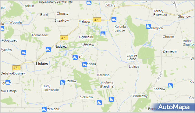 mapa Lipicze-Olendry, Lipicze-Olendry na mapie Targeo