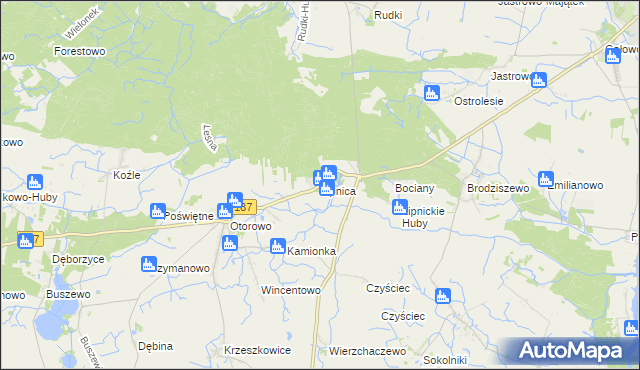 mapa Lipnica gmina Szamotuły, Lipnica gmina Szamotuły na mapie Targeo