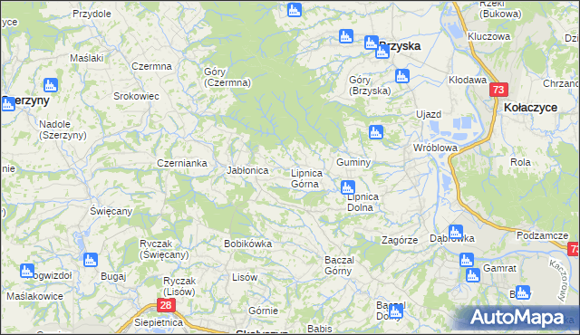 mapa Lipnica Górna gmina Skołyszyn, Lipnica Górna gmina Skołyszyn na mapie Targeo