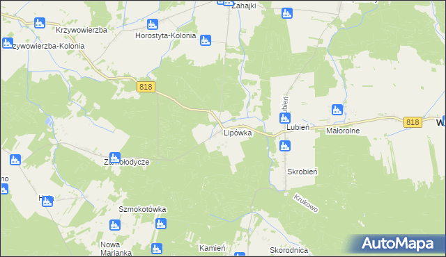 mapa Lipówka gmina Wyryki, Lipówka gmina Wyryki na mapie Targeo