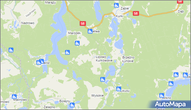 mapa Lipowo Kurkowskie, Lipowo Kurkowskie na mapie Targeo