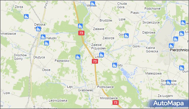 mapa Lisów gmina Morawica, Lisów gmina Morawica na mapie Targeo