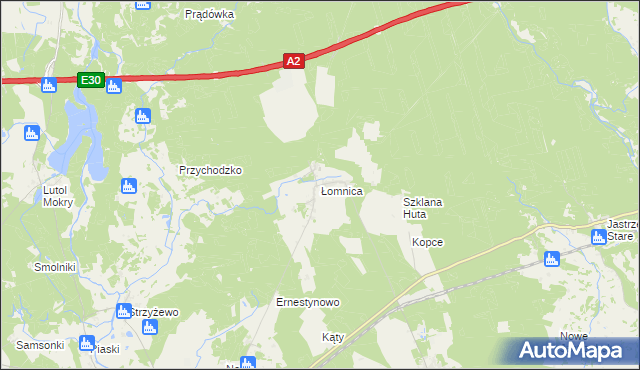 mapa Łomnica gmina Zbąszyń, Łomnica gmina Zbąszyń na mapie Targeo