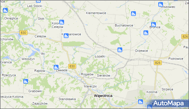 mapa Łopatki gmina Wąwolnica, Łopatki gmina Wąwolnica na mapie Targeo