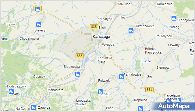 mapa Łopuszka Mała, Łopuszka Mała na mapie Targeo