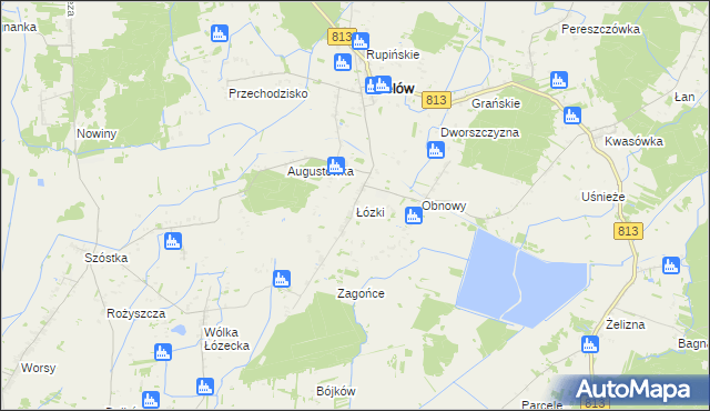 mapa Łózki, Łózki na mapie Targeo