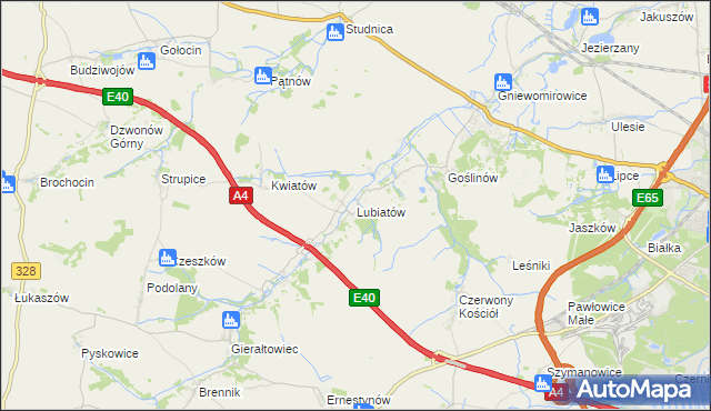 mapa Lubiatów gmina Złotoryja, Lubiatów gmina Złotoryja na mapie Targeo