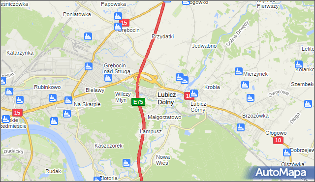 mapa Lubicz Dolny, Lubicz Dolny na mapie Targeo