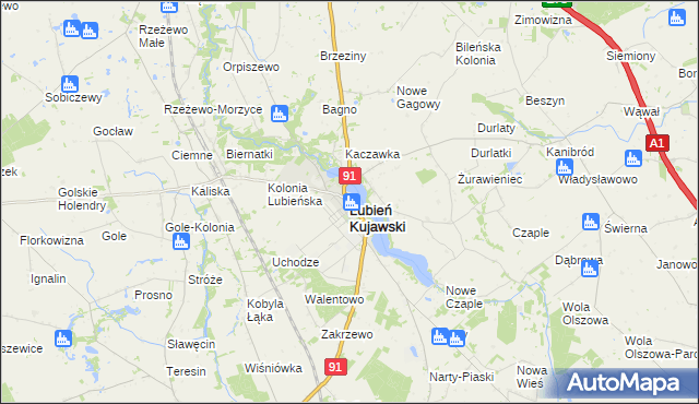 mapa Lubień Kujawski, Lubień Kujawski na mapie Targeo