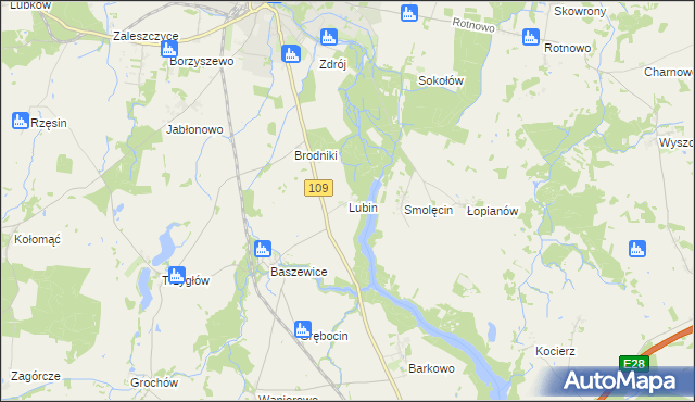 mapa Lubin gmina Gryfice, Lubin gmina Gryfice na mapie Targeo