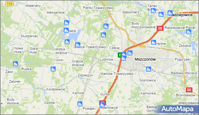 mapa Lublinów, Lublinów na mapie Targeo