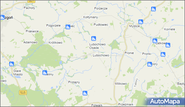mapa Lubochowo, Lubochowo na mapie Targeo