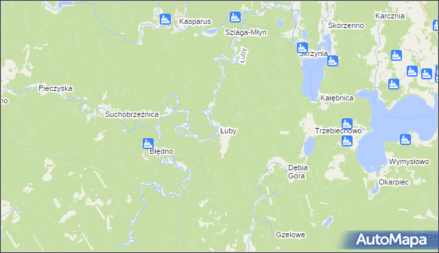 mapa Łuby gmina Osiek, Łuby gmina Osiek na mapie Targeo