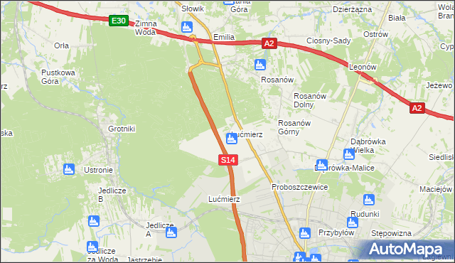 mapa Lućmierz-Ośrodek, Lućmierz-Ośrodek na mapie Targeo
