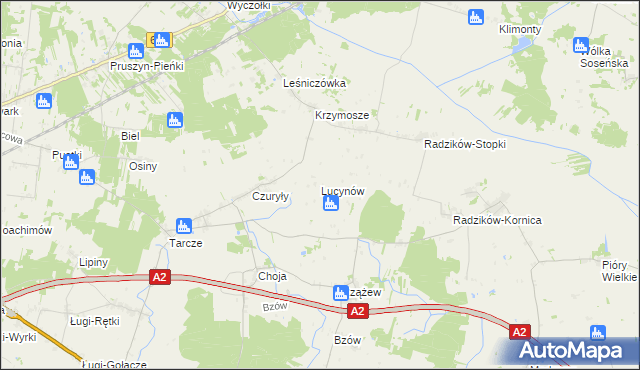 mapa Lucynów gmina Zbuczyn, Lucynów gmina Zbuczyn na mapie Targeo