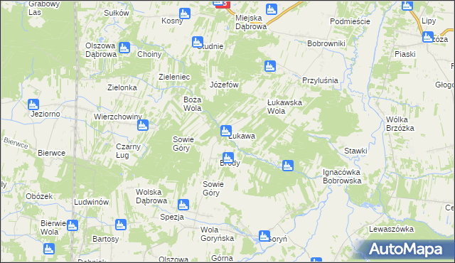 mapa Łukawa gmina Głowaczów, Łukawa gmina Głowaczów na mapie Targeo