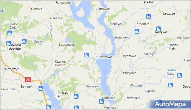 mapa Łuszczewo gmina Skulsk, Łuszczewo gmina Skulsk na mapie Targeo