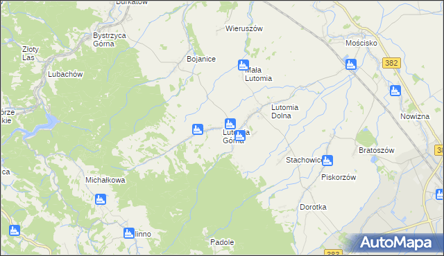 mapa Lutomia Górna, Lutomia Górna na mapie Targeo