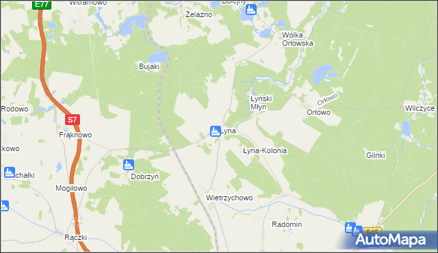 mapa Łyna, Łyna na mapie Targeo