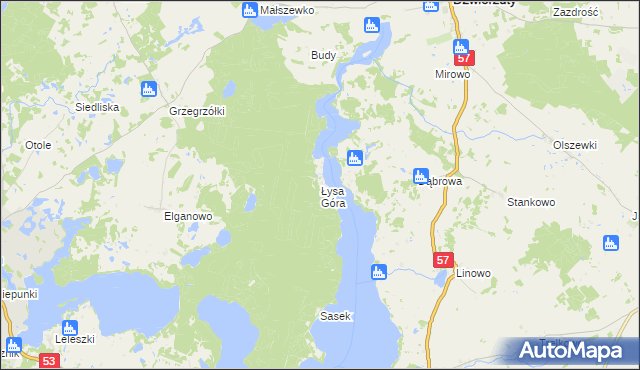 mapa Łysa Góra gmina Pasym, Łysa Góra gmina Pasym na mapie Targeo