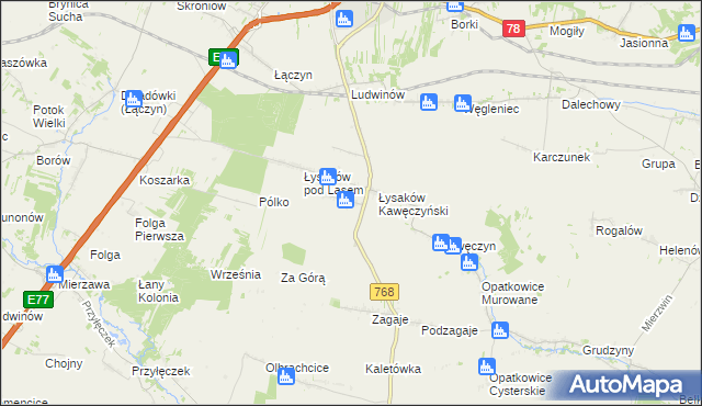 mapa Łysaków Drugi, Łysaków Drugi na mapie Targeo