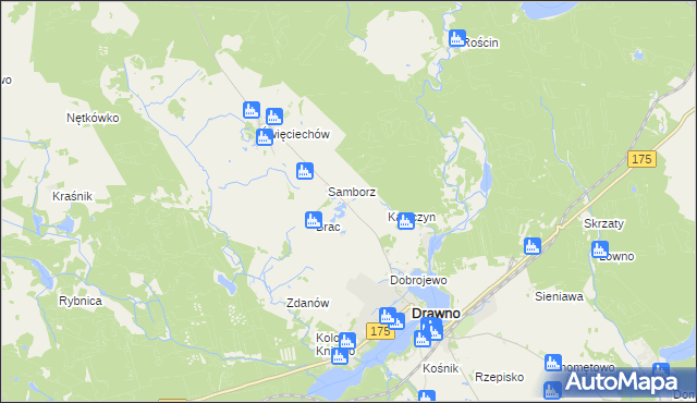 mapa Maciejów gmina Drawno, Maciejów gmina Drawno na mapie Targeo