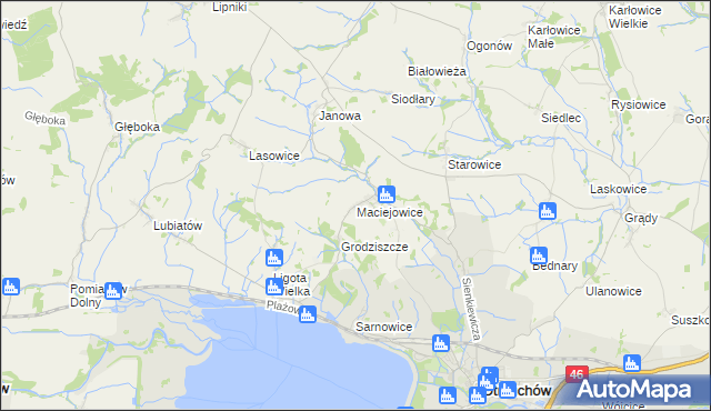 mapa Maciejowice gmina Otmuchów, Maciejowice gmina Otmuchów na mapie Targeo