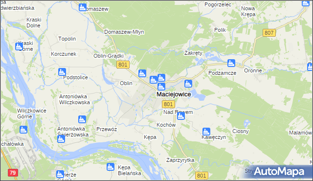 mapa Maciejowice powiat garwoliński, Maciejowice powiat garwoliński na mapie Targeo