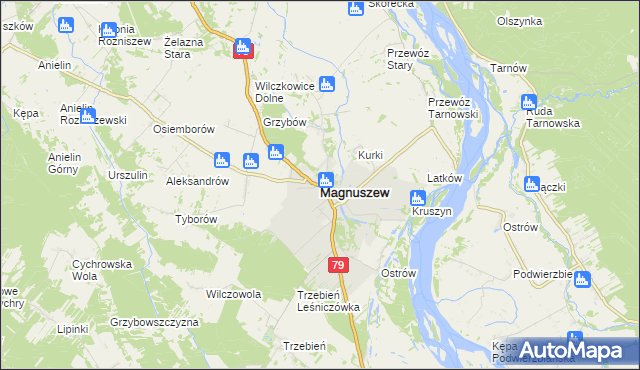 mapa Magnuszew, Magnuszew na mapie Targeo