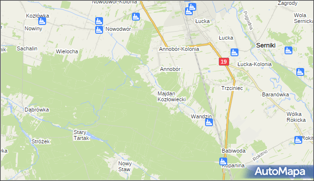 mapa Majdan Kozłowiecki, Majdan Kozłowiecki na mapie Targeo