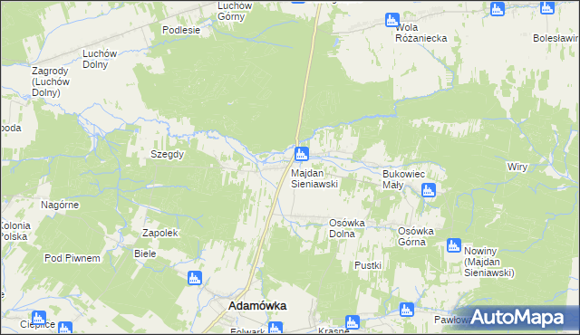 mapa Majdan Sieniawski, Majdan Sieniawski na mapie Targeo