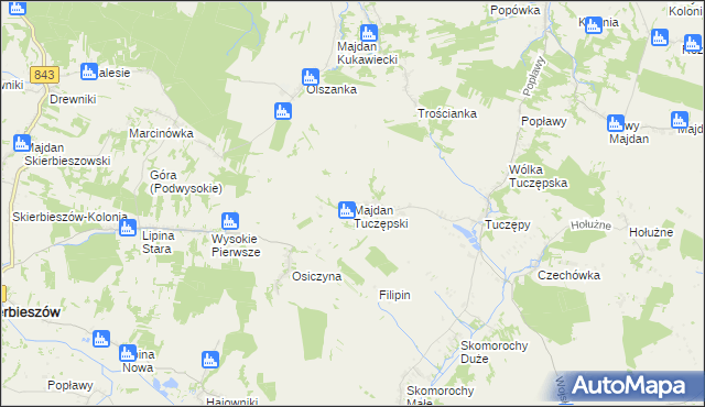 mapa Majdan Tuczępski, Majdan Tuczępski na mapie Targeo