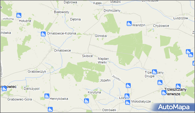mapa Majdan Wielki gmina Trzeszczany, Majdan Wielki gmina Trzeszczany na mapie Targeo