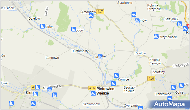 mapa Maków gmina Pietrowice Wielkie, Maków gmina Pietrowice Wielkie na mapie Targeo