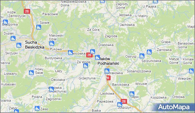 mapa Maków Podhalański, Maków Podhalański na mapie Targeo
