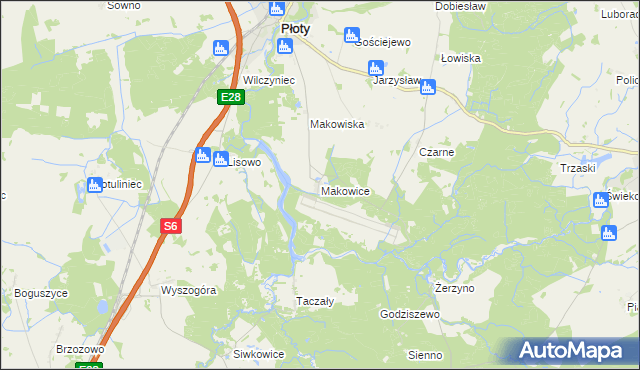 mapa Makowice gmina Płoty, Makowice gmina Płoty na mapie Targeo