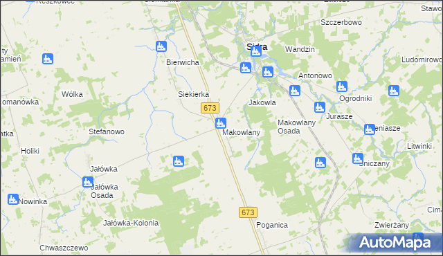 mapa Makowlany, Makowlany na mapie Targeo