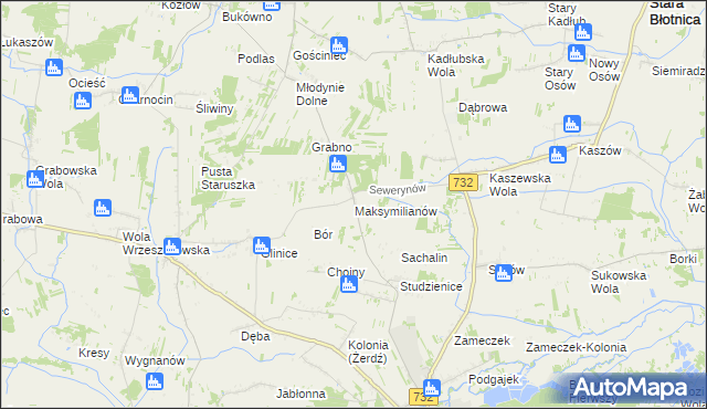 mapa Maksymilianów gmina Przytyk, Maksymilianów gmina Przytyk na mapie Targeo