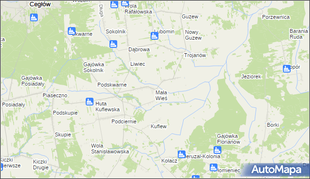 mapa Mała Wieś gmina Mrozy, Mała Wieś gmina Mrozy na mapie Targeo