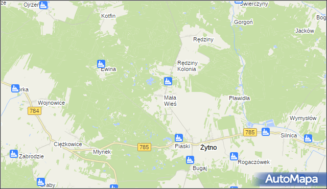 mapa Mała Wieś gmina Żytno, Mała Wieś gmina Żytno na mapie Targeo