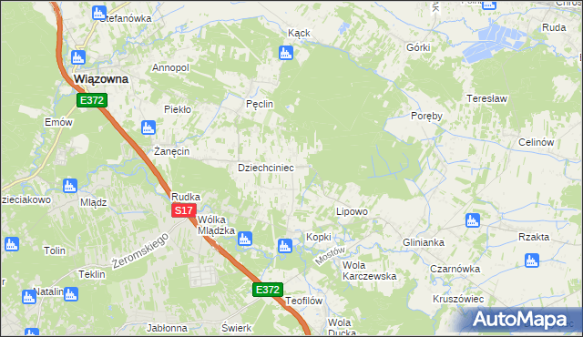 mapa Malcanów gmina Wiązowna, Malcanów gmina Wiązowna na mapie Targeo